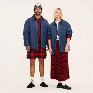 Woolrich, Target Adult Unisex M, L, Denim Shacket Dark Wash Jean Jacket Shirt